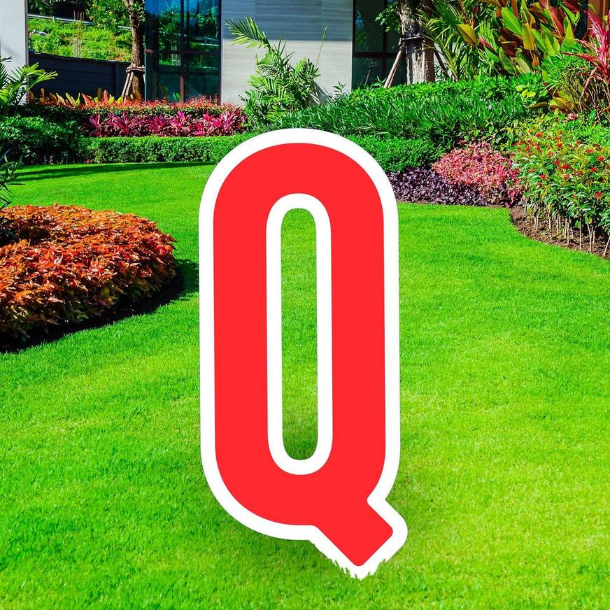 Red Letter (Q) Corrugated Plastic Yard Sign, 30in